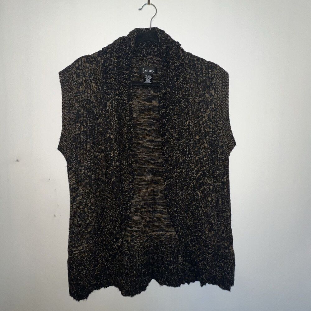 Jenny Sweater Vest Modern Stylish Black & Brown‎ Size 2X (Fits Like 1X)